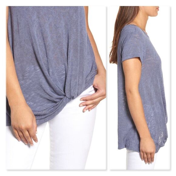Bobeau Jessica Twist Hem Slub Tee sz XXS - Picture 2 of 13